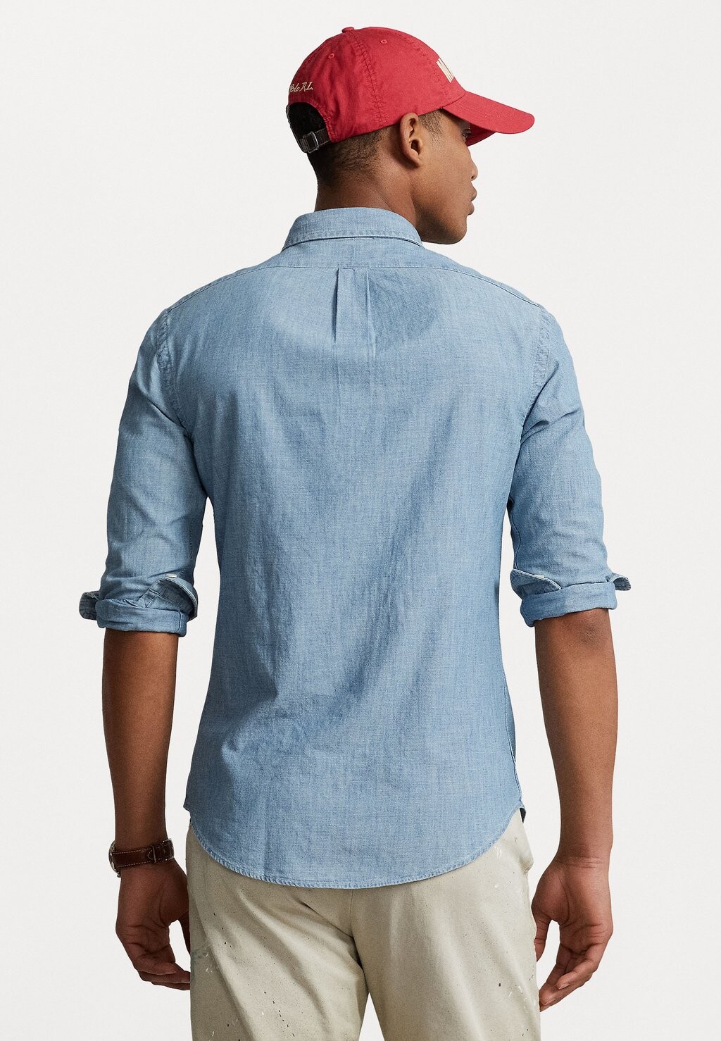 Рубашка SLIM FIT CHAMBRAY SHIRT Polo Ralph Lauren, средняя стирка — фото 3