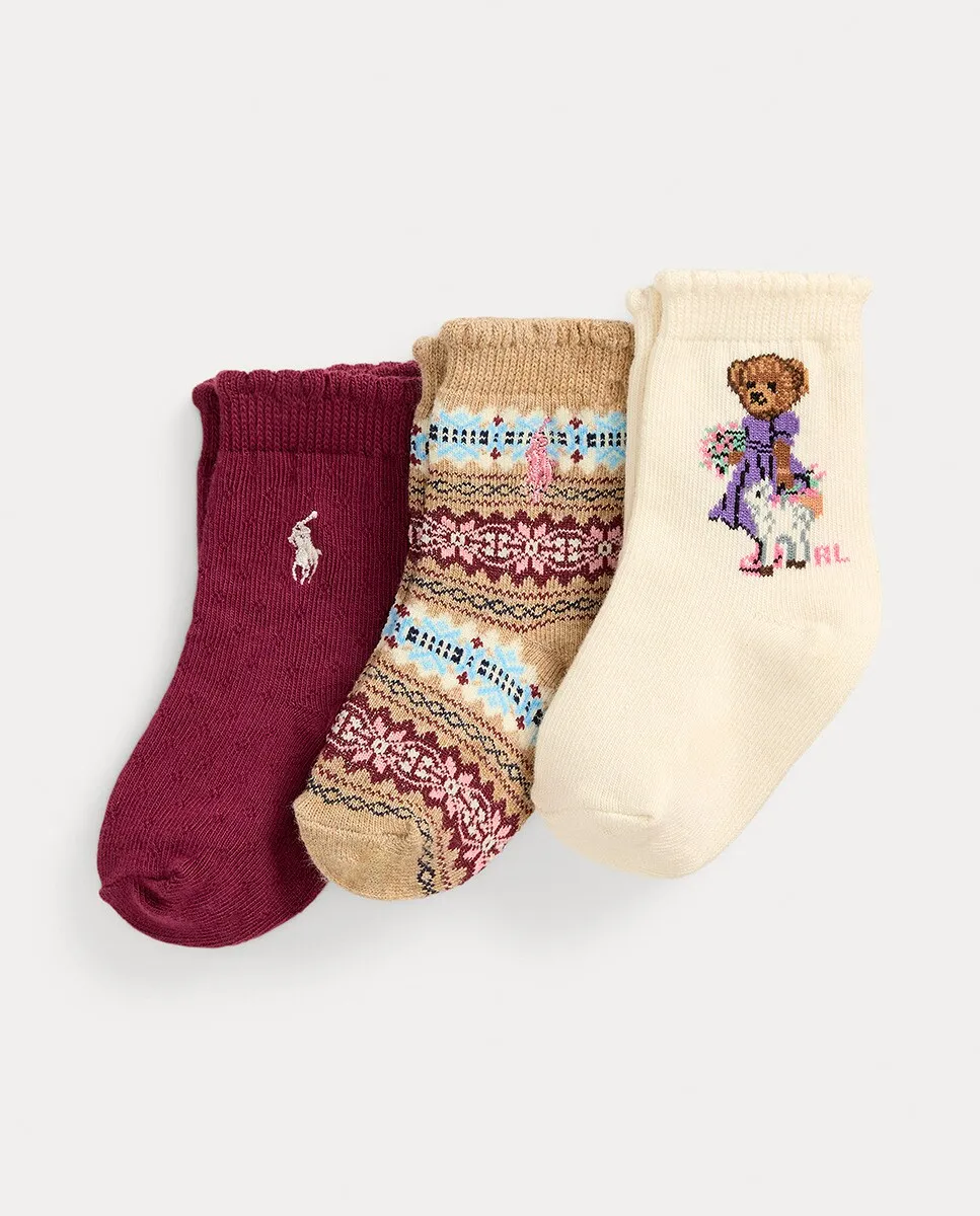 

Комплект из 3 детских носков с мишкой-поло Polo Ralph Lauren, мультиколор