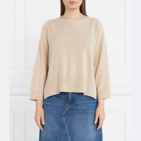

Кашемировый свитер обычного кроя с лосиным принтом Max Mara, бежевый