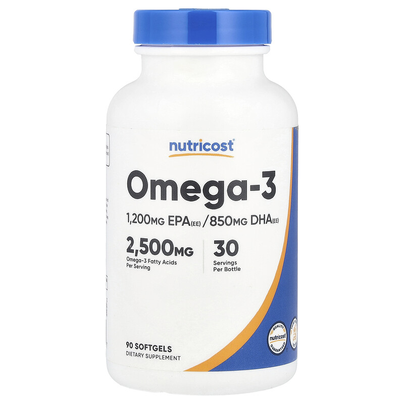 

Nutricost, Омега-3, 2500 мг, 90 капсул (833 мг в каждой капсуле)