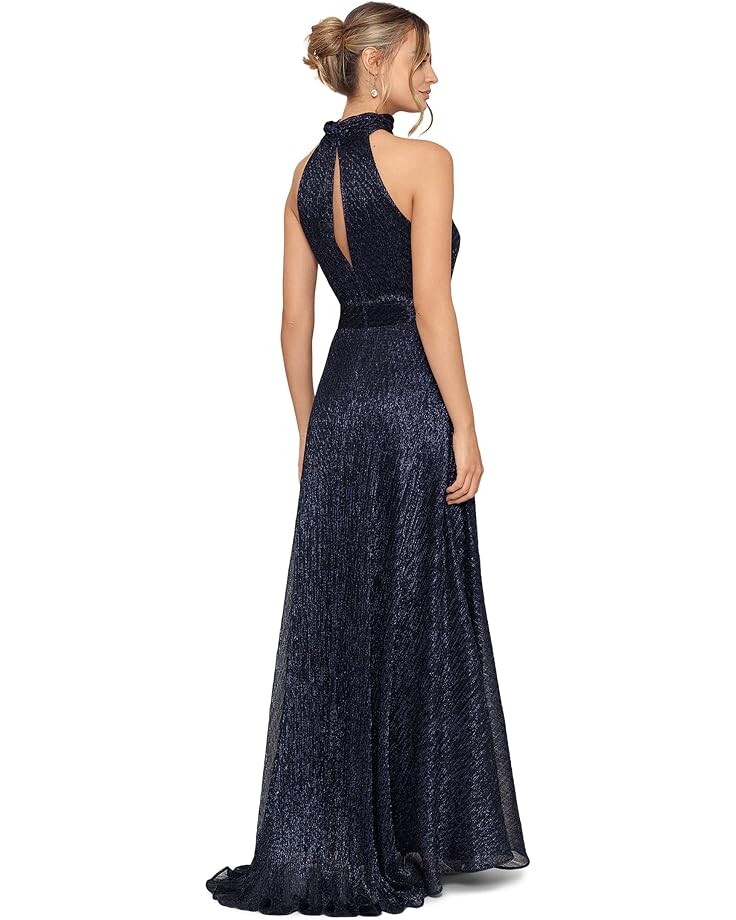 

Платье Betsy & Adam Long High Neck Metallic Knit Dress, цвет Navy/Royal