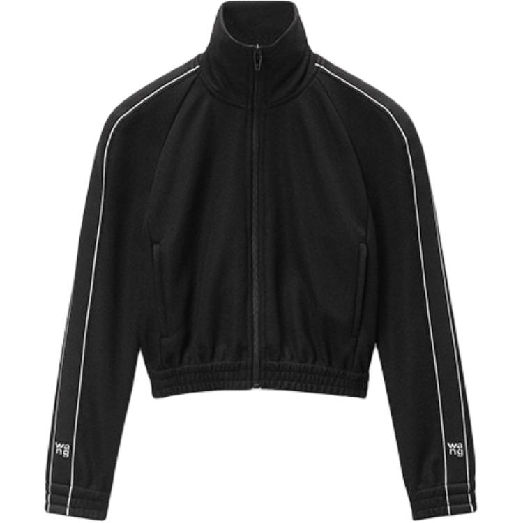Кропированная куртка с логотипом и тесьмой в стиле трек черный Alexander Wang — фото 2
