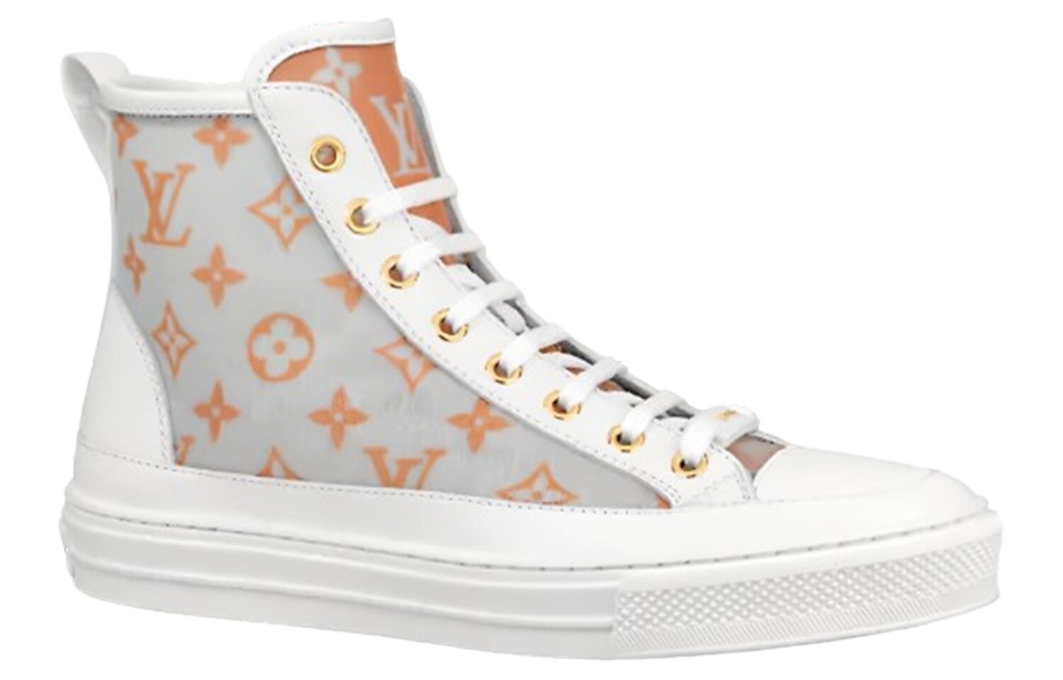 Женские высокие кроссовки для скейтбординга Stellar Skateboarding Shoes White/Orange Louis Vuitton — фото 2