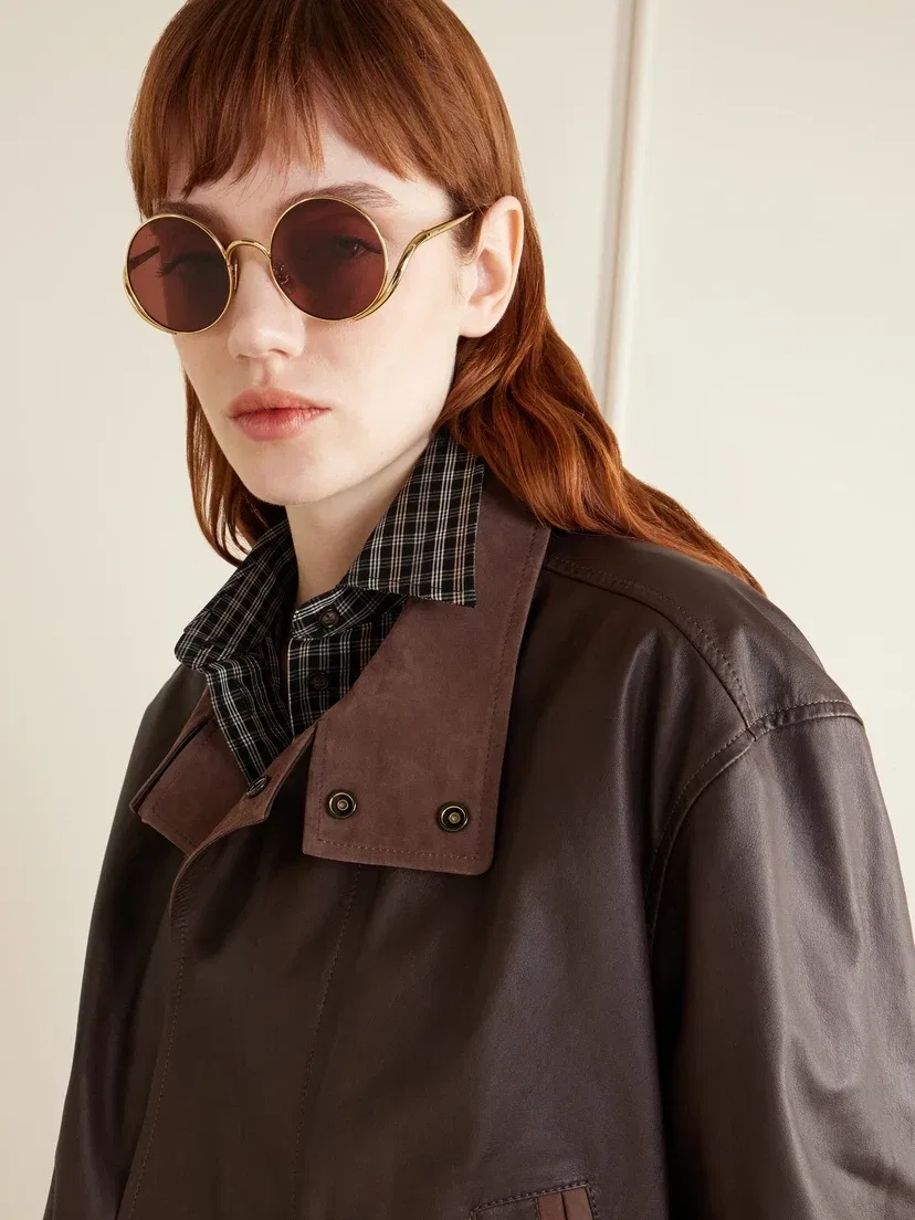 Солнцезащитные очки с круглой оправой золотистого цвета LOEWE EYEWEAR, золотой — фото 2