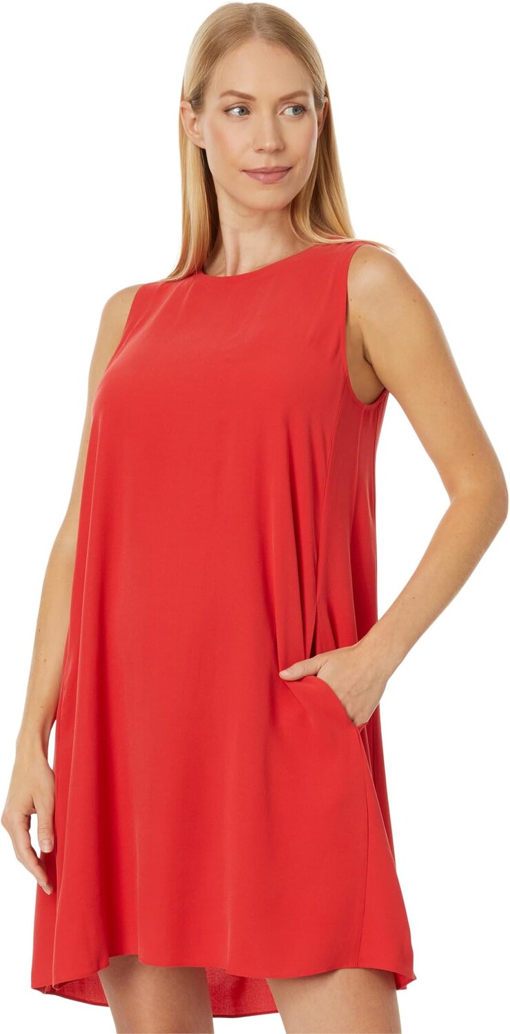 

Платье Eileen Fisher Petite Round Neck Knee Length Dress, цвет Grenadine