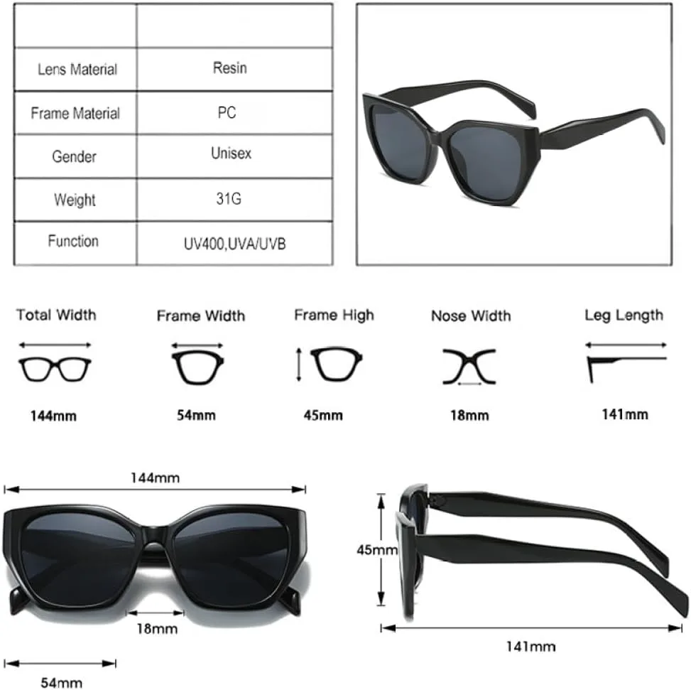 

Солнцезащитные очки LVTFCO Retro Polygon Cat Eye для женщин, модные двухцветные очки с защитой от УФ-излучения UV400 для мужчин, прозрачные линзы Ocean, Leopard Tea