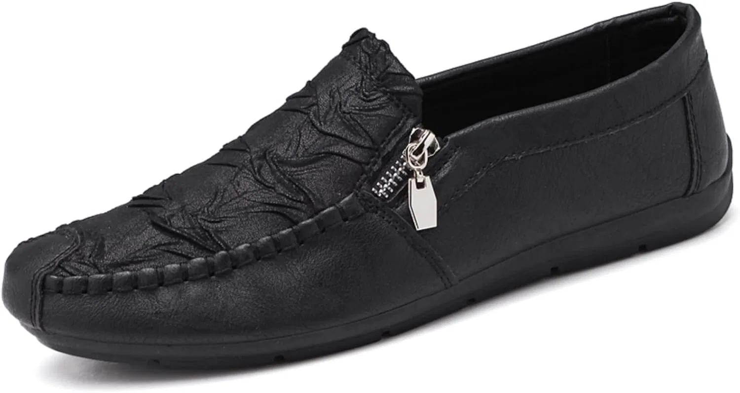 Мужские лоферы на молнии, кожаные, N1-black Kelibasi