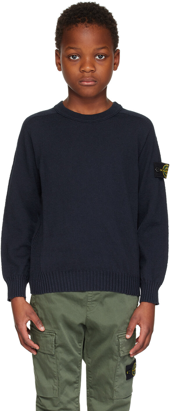 

Детский темно-синий свитер с нашивками Stone Island Junior, цвет Navy blue