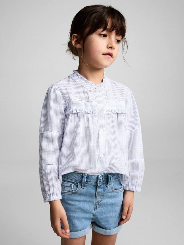 

Детские джинсовые шорты с подвёрнутым краем Mango, Mid Blue