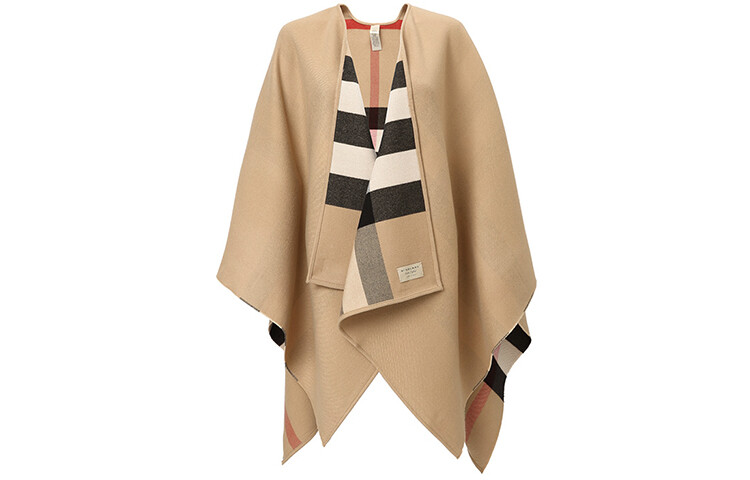 

Двустороннее пончо Burberry, бежевый