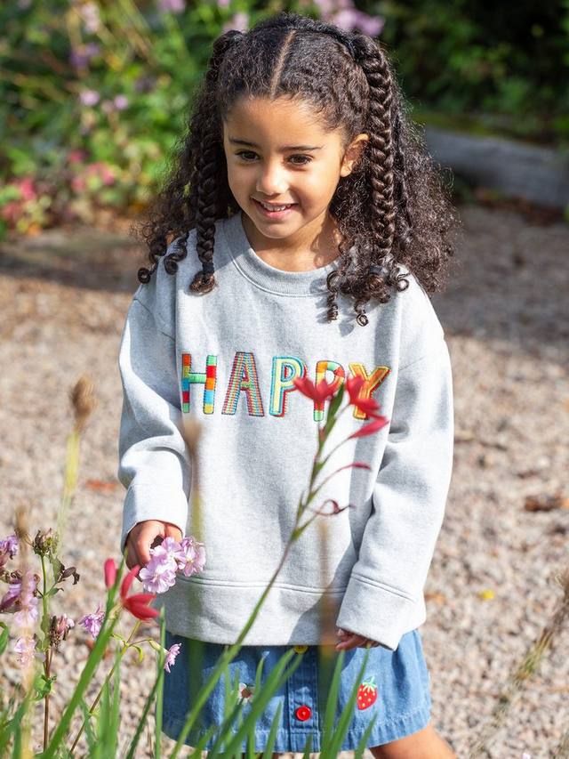 Детский свитшот Fyre Happy из органического хлопка Frugi, Grey Marl/Multi — фото 2