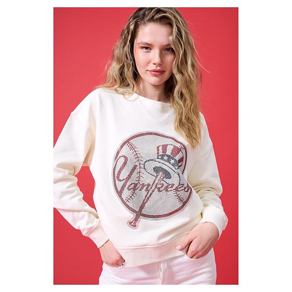 

Женский свитшот New York Yankees оверсайз с логотипом из стразов кремовый Terez, Бежевый, Женский свитшот New York Yankees оверсайз с логотипом из стразов кремовый Terez