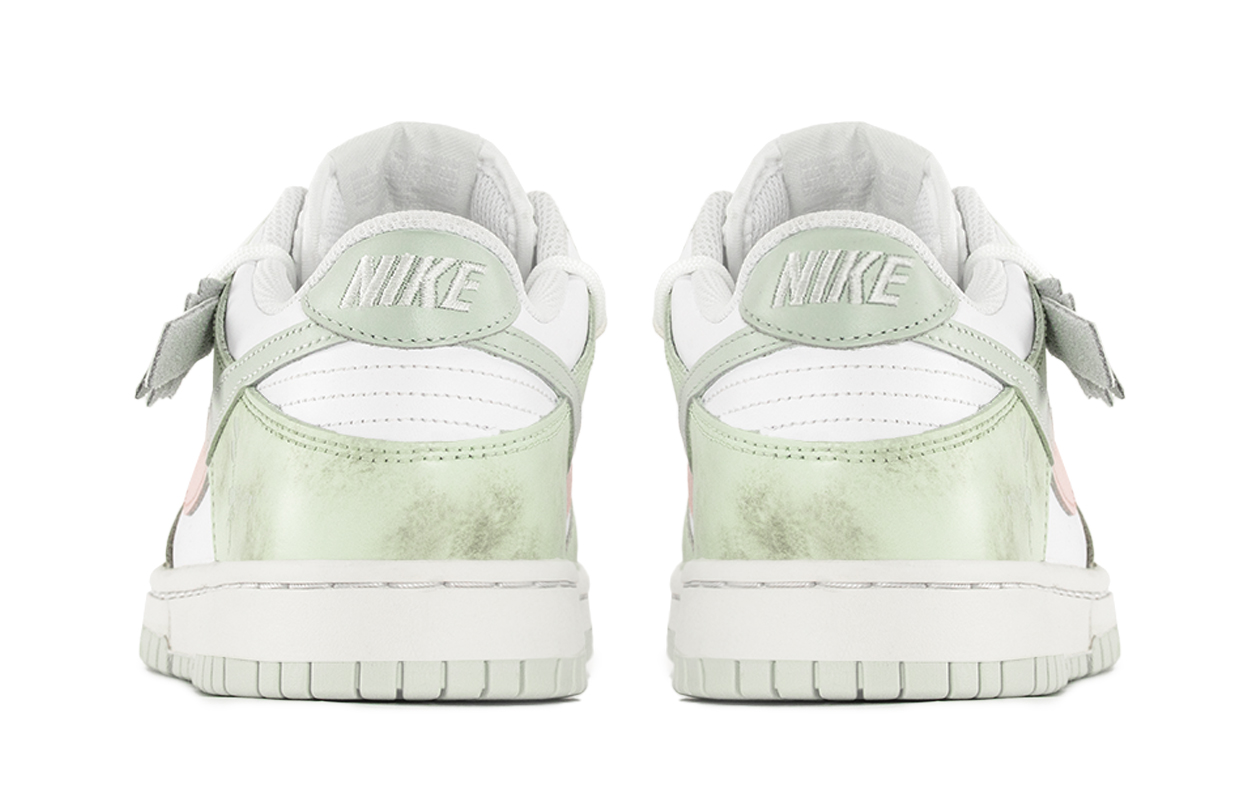 Детские кроссовки для скейтбординга Dunk Cyan Cherry Blossom с нескользящей подошвой и износостойкими элементами. Подростки. Nike, зеленый/розовый — фото 4