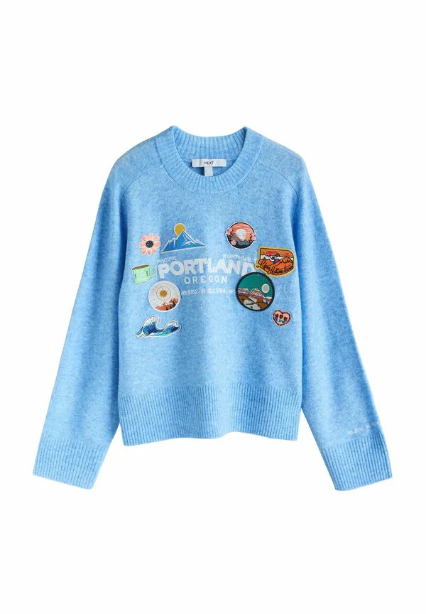 Джемпер с круглым вырезом Next, Light Blue Badge Embroidery