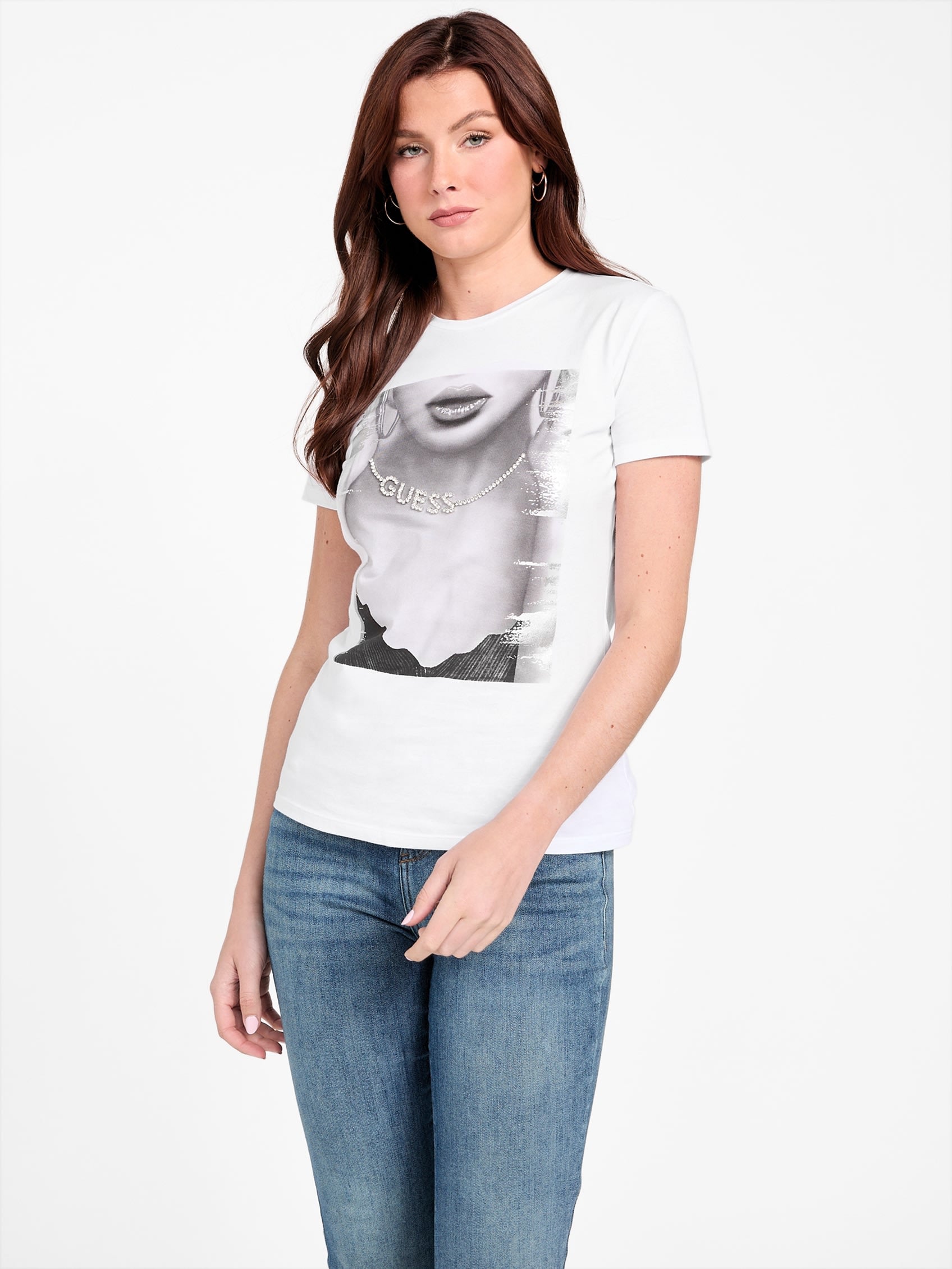 

Футболка женская Guess Factory, цвет pure white