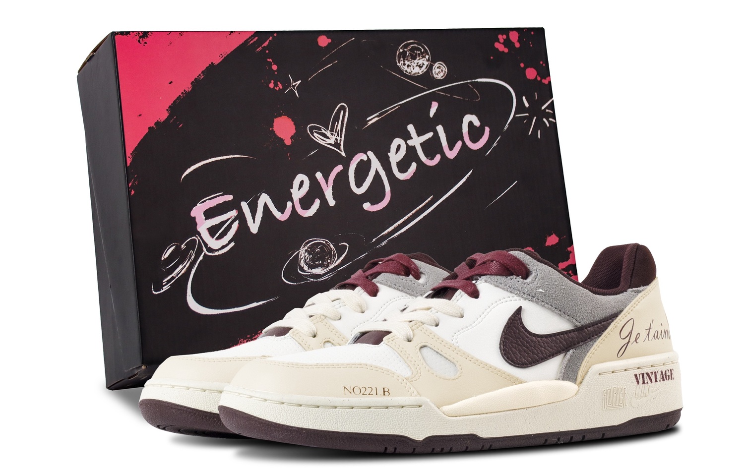 

Nike Полноразмерные винтажные малиновые износостойкие и легкие низкие кроссовки для скейтбординга men's бежевый красный