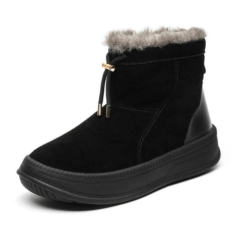 

WEISHIBANGWEI Тёплые противоскользящие и износостойкие короткие зимние сапоги унисекс черные, цвет Black