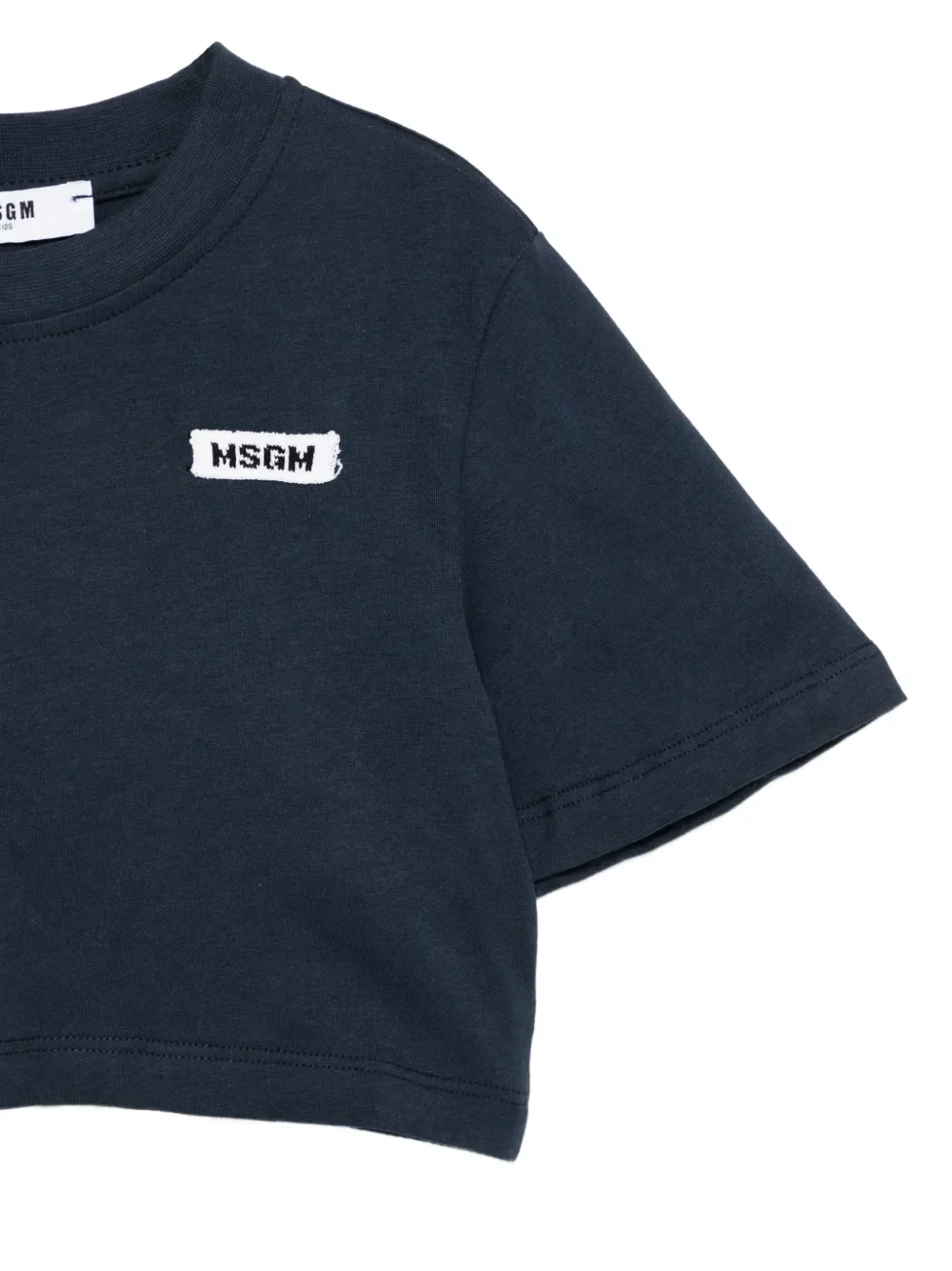 Укороченная футболка с логотипом Msgm Kids, синий — фото 3