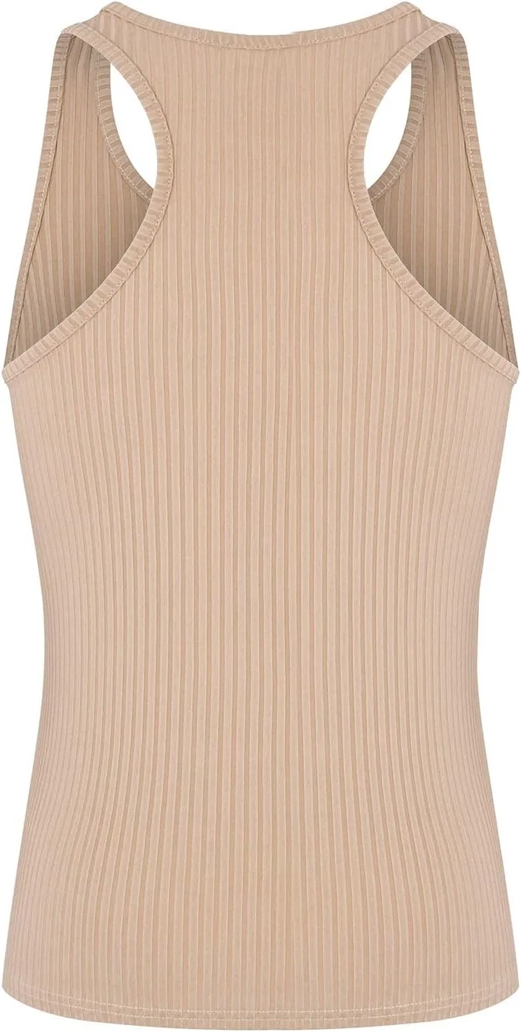 Мужской топ для тренировок Ribbed, майка-безрукавка, цвет Khaki — фото 4