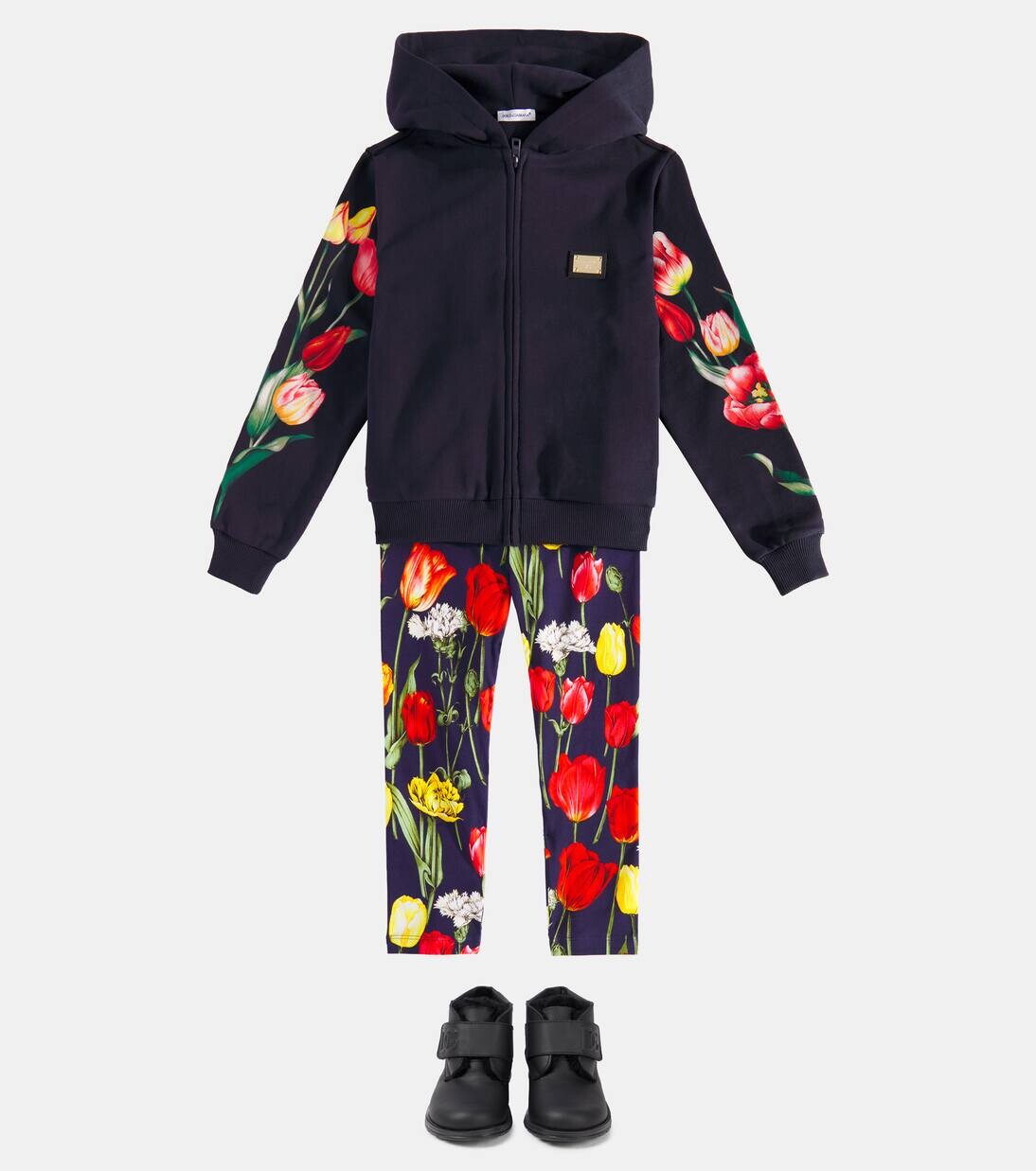 Ботильоны из искусственной овчины с подкладкой из кожи Dolce&Gabbana Kids, черный — фото 2
