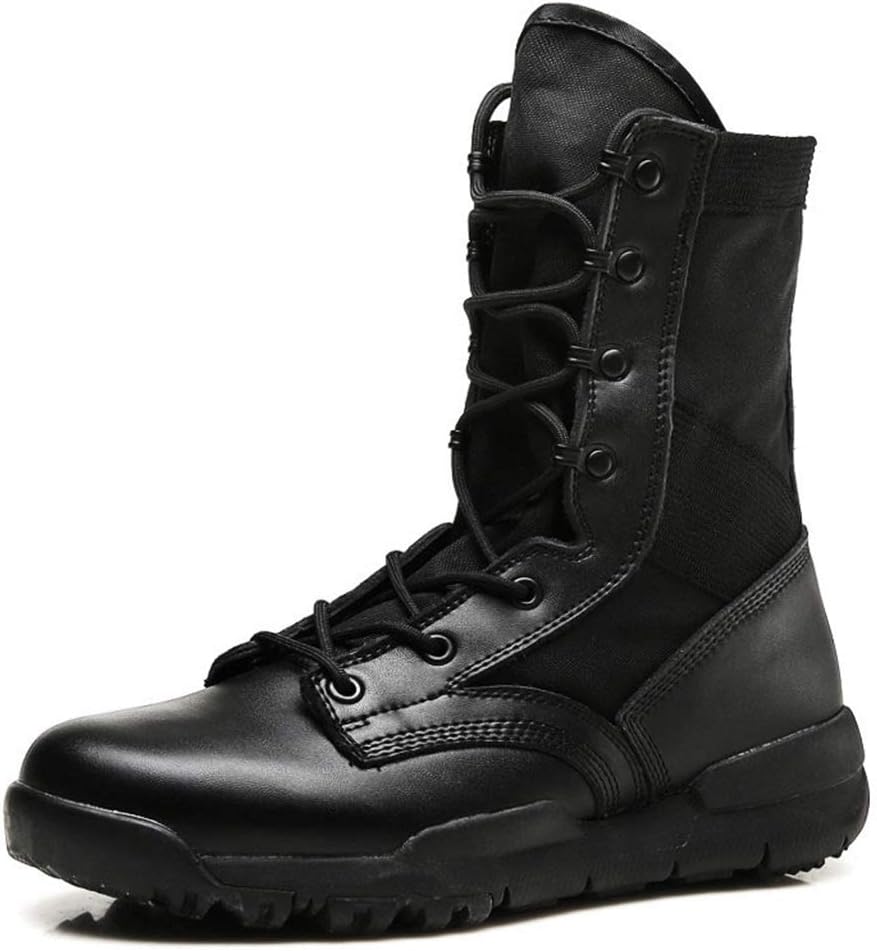 

Мужские тактические ботинки, водонепроницаемые, дышащие боевые ботинки с высокими голенищами для пустыни, военные ботинки, черные, размер 43/EU, UK 8.5/US 9 Jlfzc