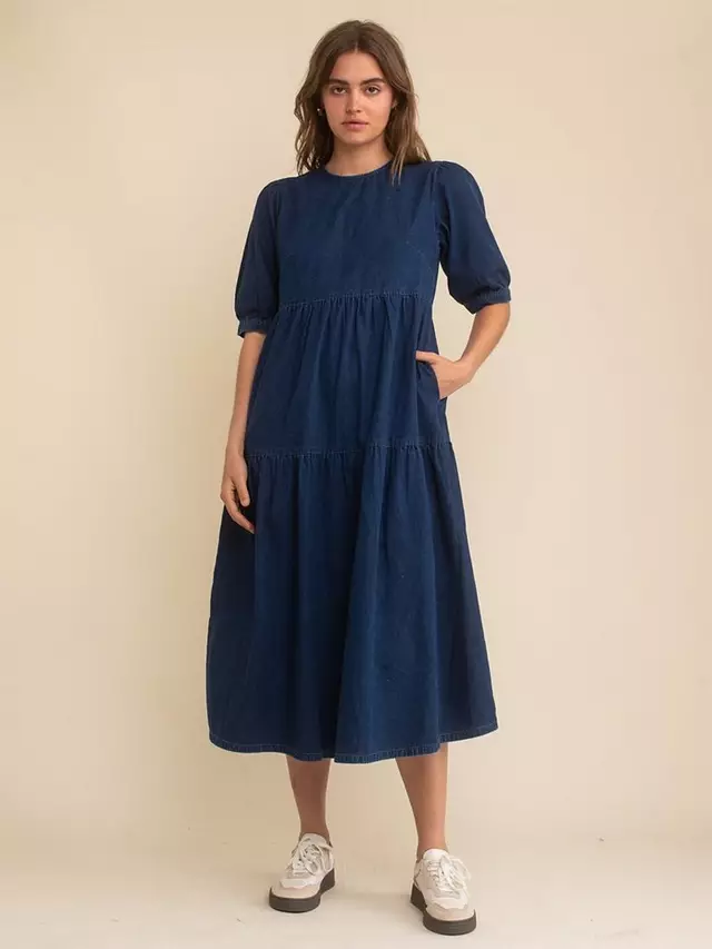 

Платье Nobody's Child Rochelle Organic Cotton Denim Midi, цвет dark indigo