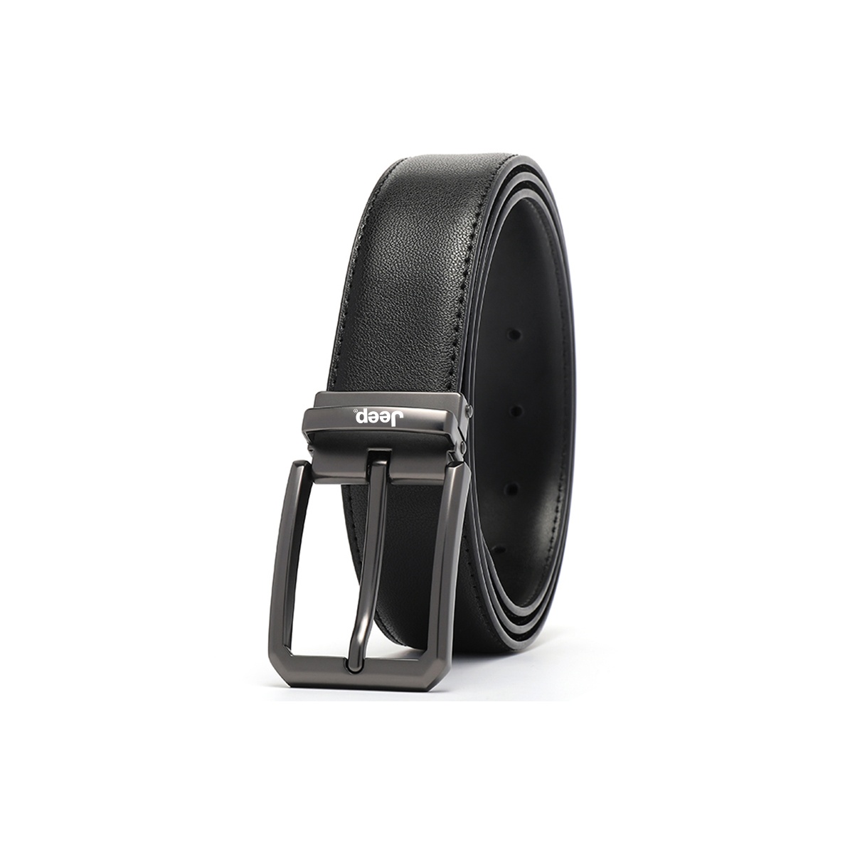 

Кожаный ремень из спилка Cow Unisex 3,5 см Jeep, черный