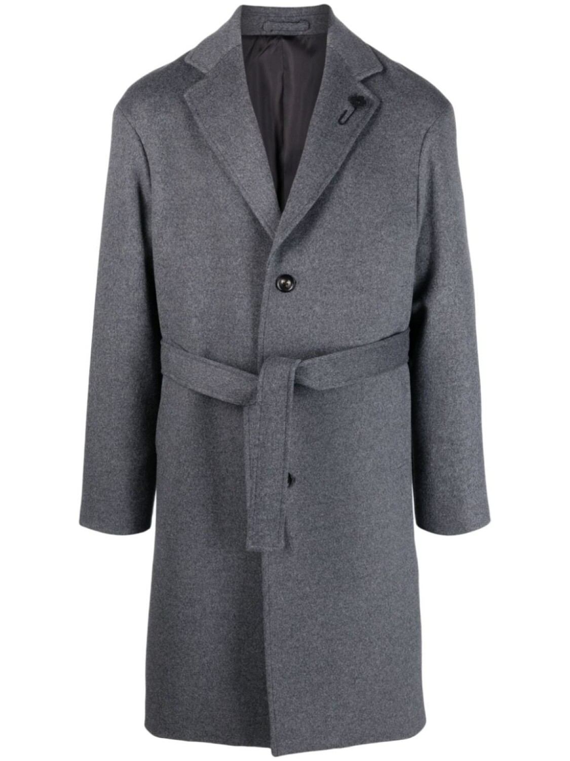 

Lardini шерстяной пальто с поясом и логотипом, серый