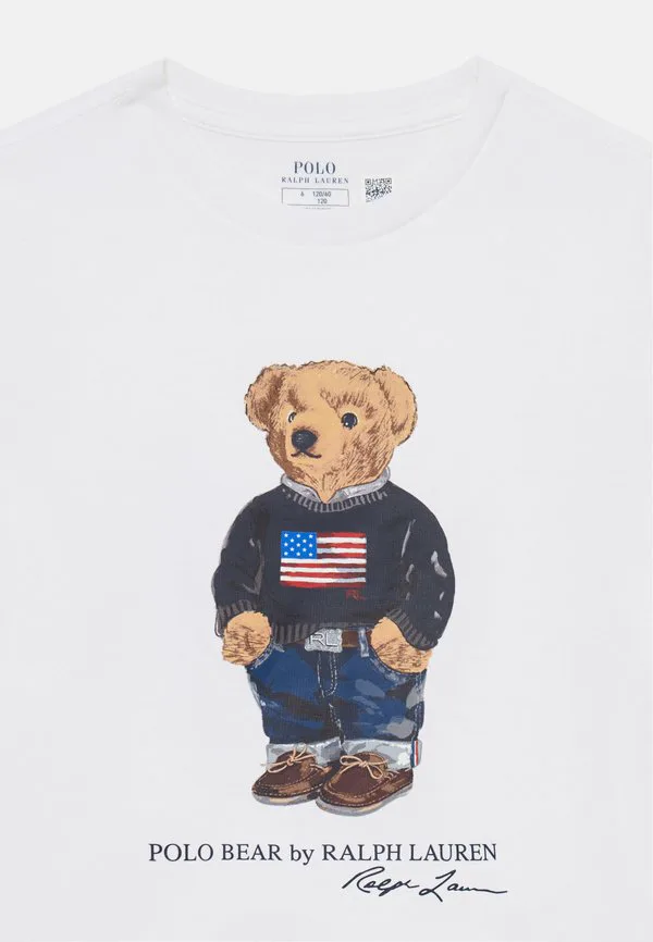 Футболка унисекс с принтом polo bear из хлопкового трикотажа. Polo Ralph Lauren, White Core — фото 3