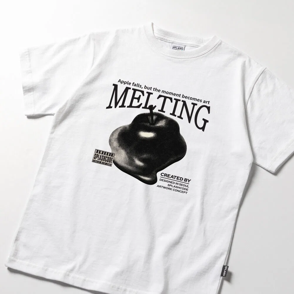 Детская белая футболка с принтом Melting Apple от Splash Code — фото 4