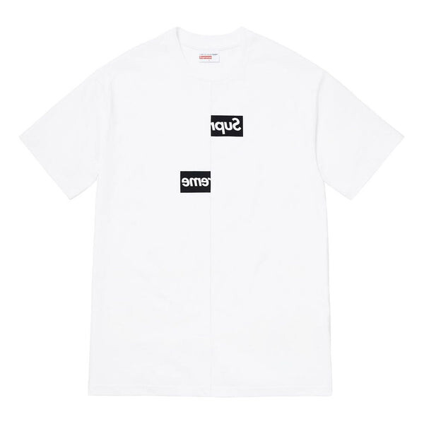 

Футболка fw18 x comme des garcons shirt split box logo tee white logo tee Supreme, белый