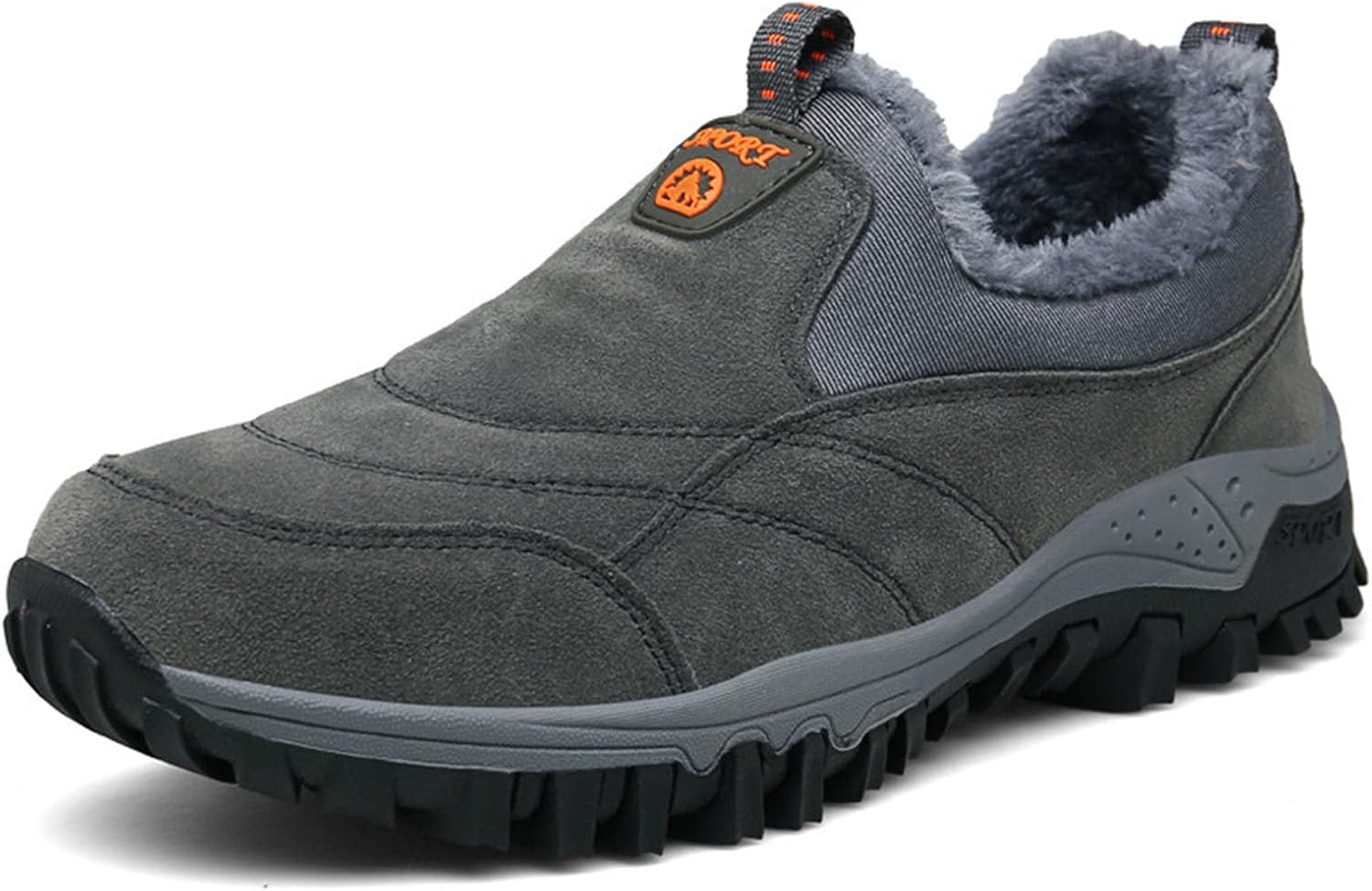 

Мужские зимние спортивные плюшевые лоферы Myallfeet, хлопковые туфли, модные повседневные, с утеплителем и противоскользящей подошвой для снега, серый