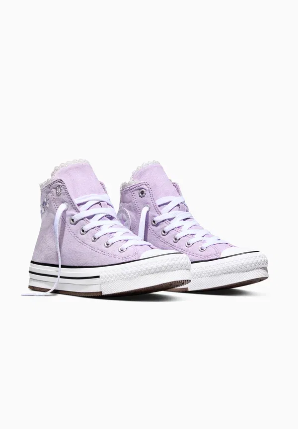 Кроссовки высокие Converse, цвет лавандовый латте белый черный — фото 2