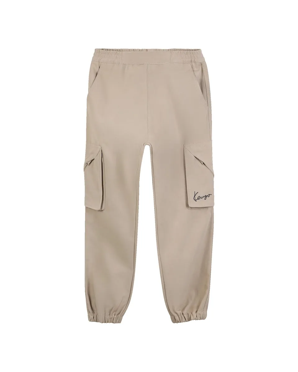 

Бежевые хлопковые брюки карго Kenzo Kids