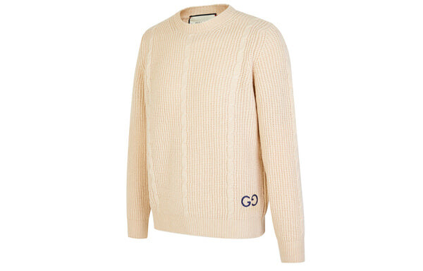 Свитер waffle-knit gg jumper 'beige' Gucci, бежевый — фото 4