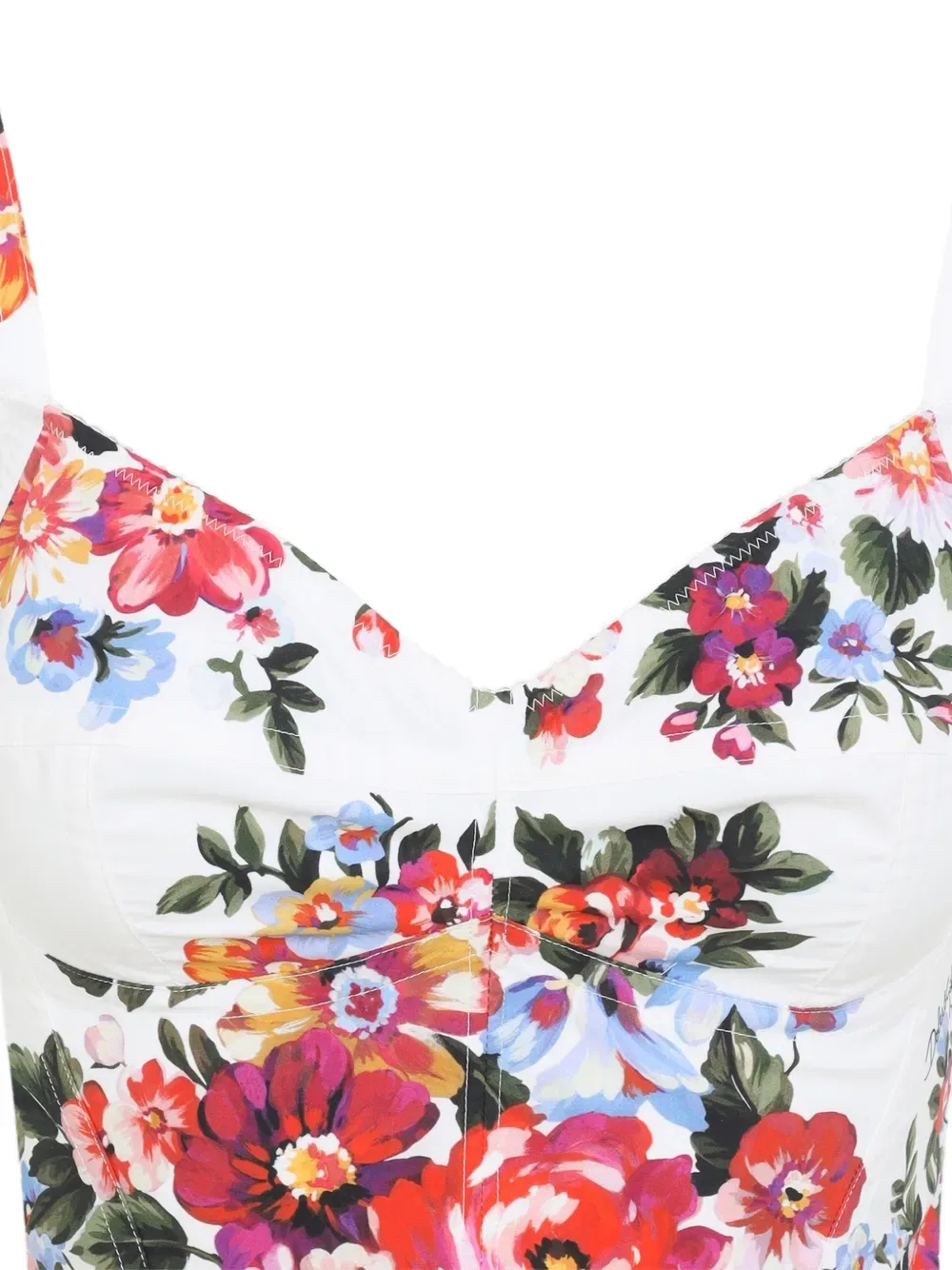 Хлопковый топ с цветочным принтом Dolce & Gabbana, белый — фото 3