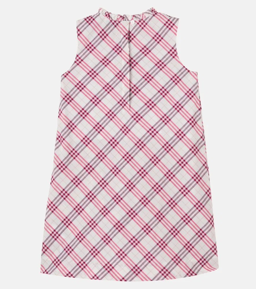 Хлопковое платье в клетку Burberry Burberry Kids, розовый — фото 3