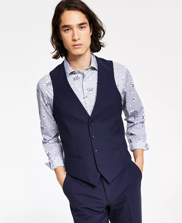 

Мужской жилет из шерсти, Slim-Fit Bar III, синий