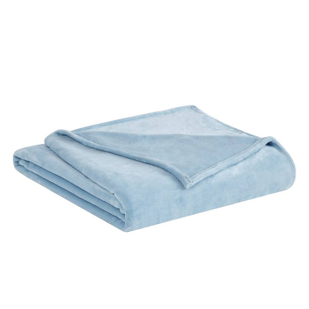 

По-настоящему мягкий бархатный плюшевый плед Truly Soft, синий
