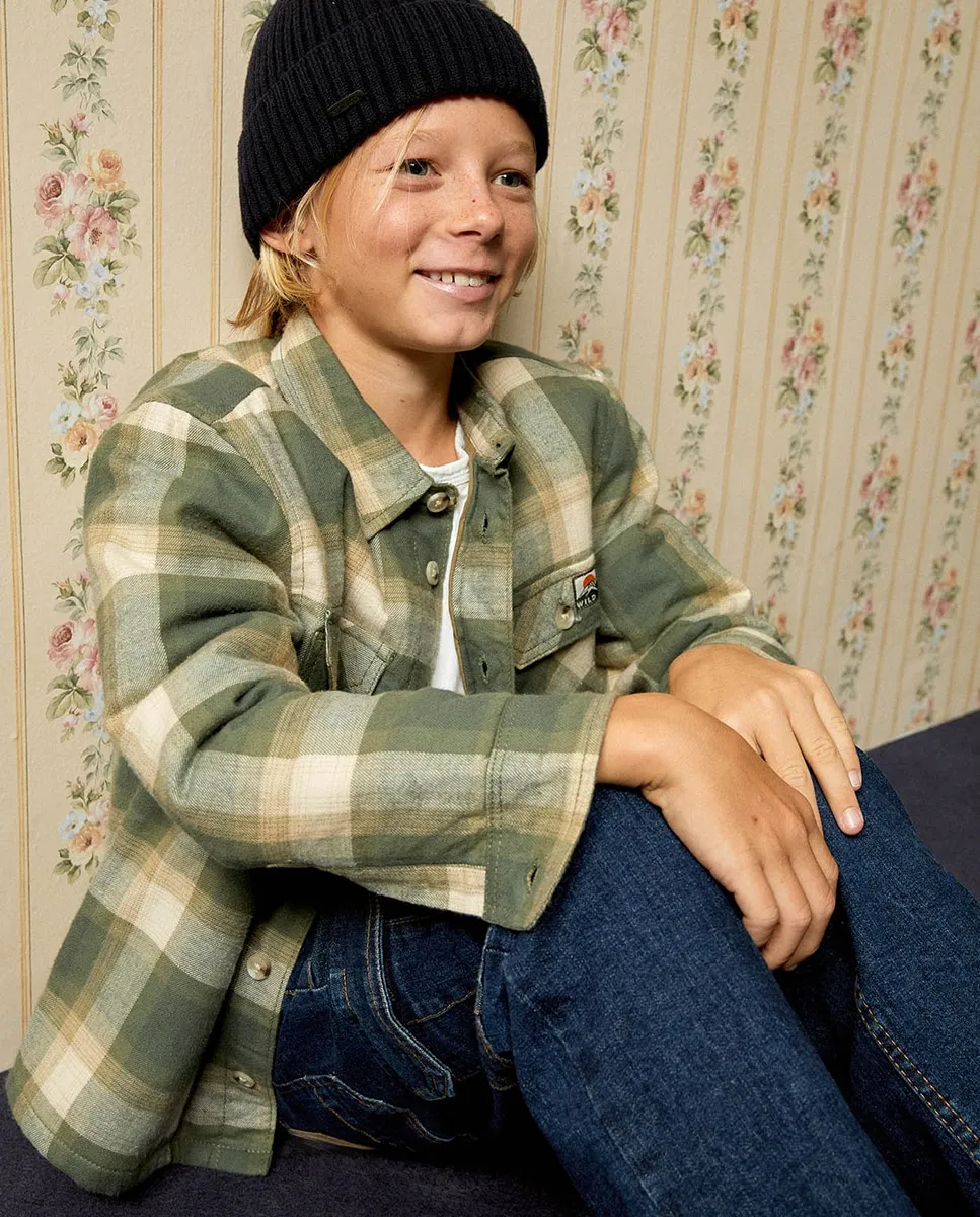 

Рубашка с подкладкой в клетку Sfera, хаки