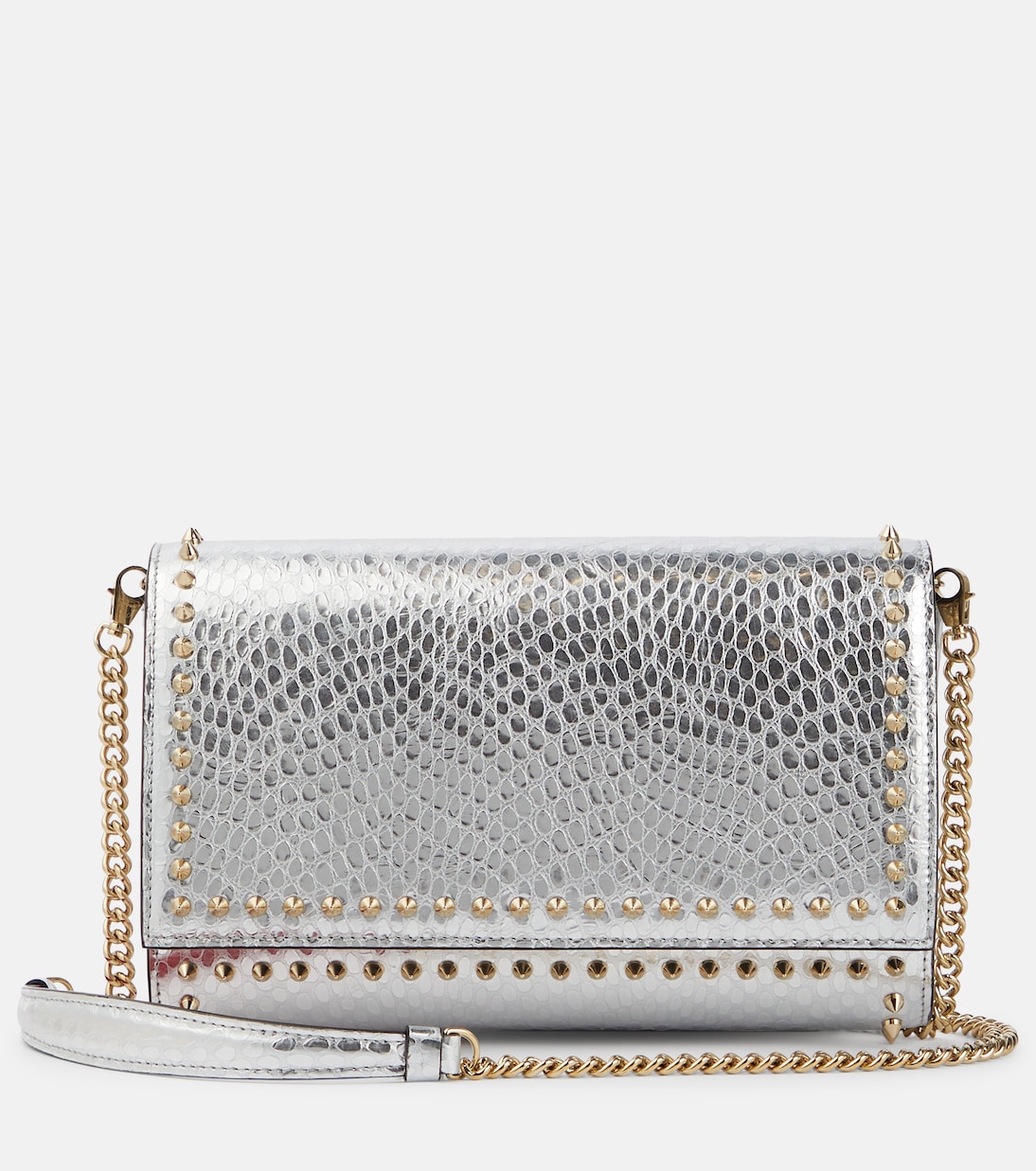 

Клатч из кожи с эффектом змеи Paloma Christian Louboutin, Silver/Gold
