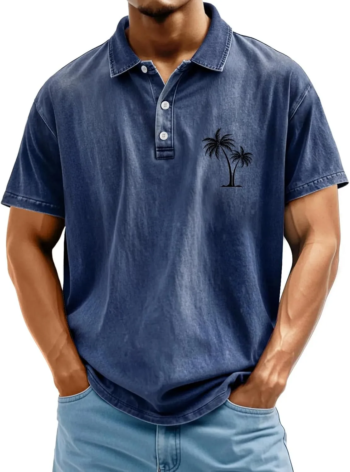 

Гавайская поло для мужчин с коротким рукавом и свободным кроем Thatrich