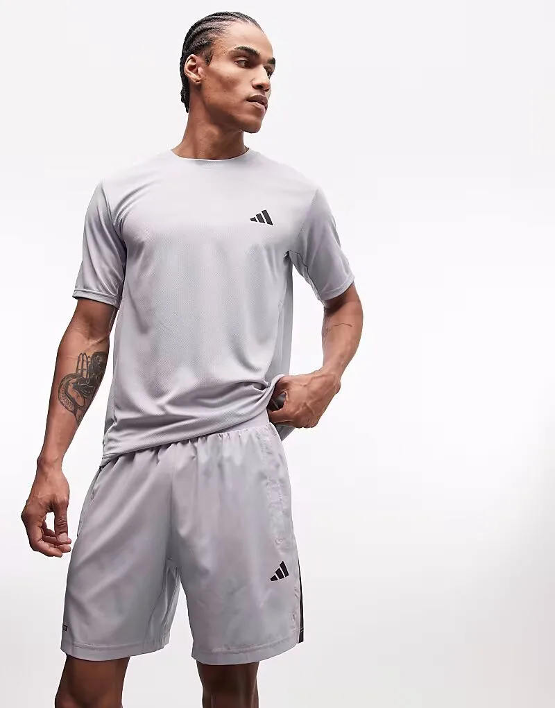 Adidas performance Тренировочные шорты Adidas с тремя полосками, серые — фото 3