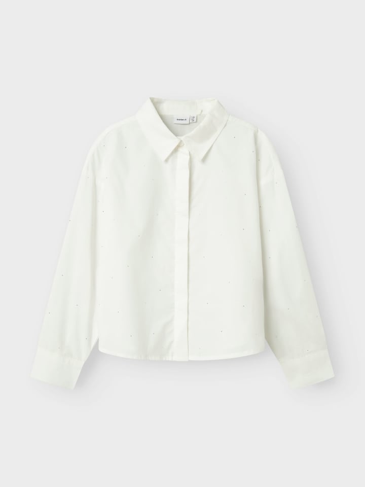 

Лонгслив name it Mädchen Bluse Popeline locker kurz Hemdkragen, белый