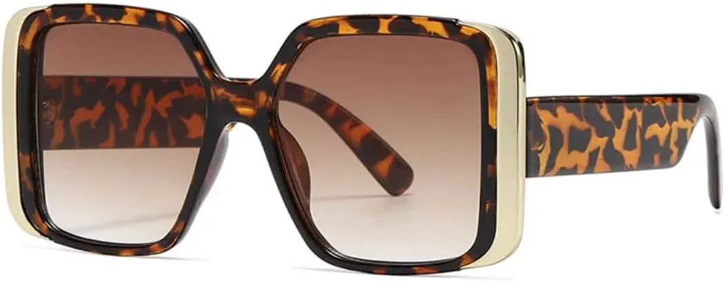 

Солнцезащитные очки для мужчин и женщин - защита UV400 - стильная яркая большая оправа для занятий спортом на открытом воздухе и вождения DSVIGF, Leopard