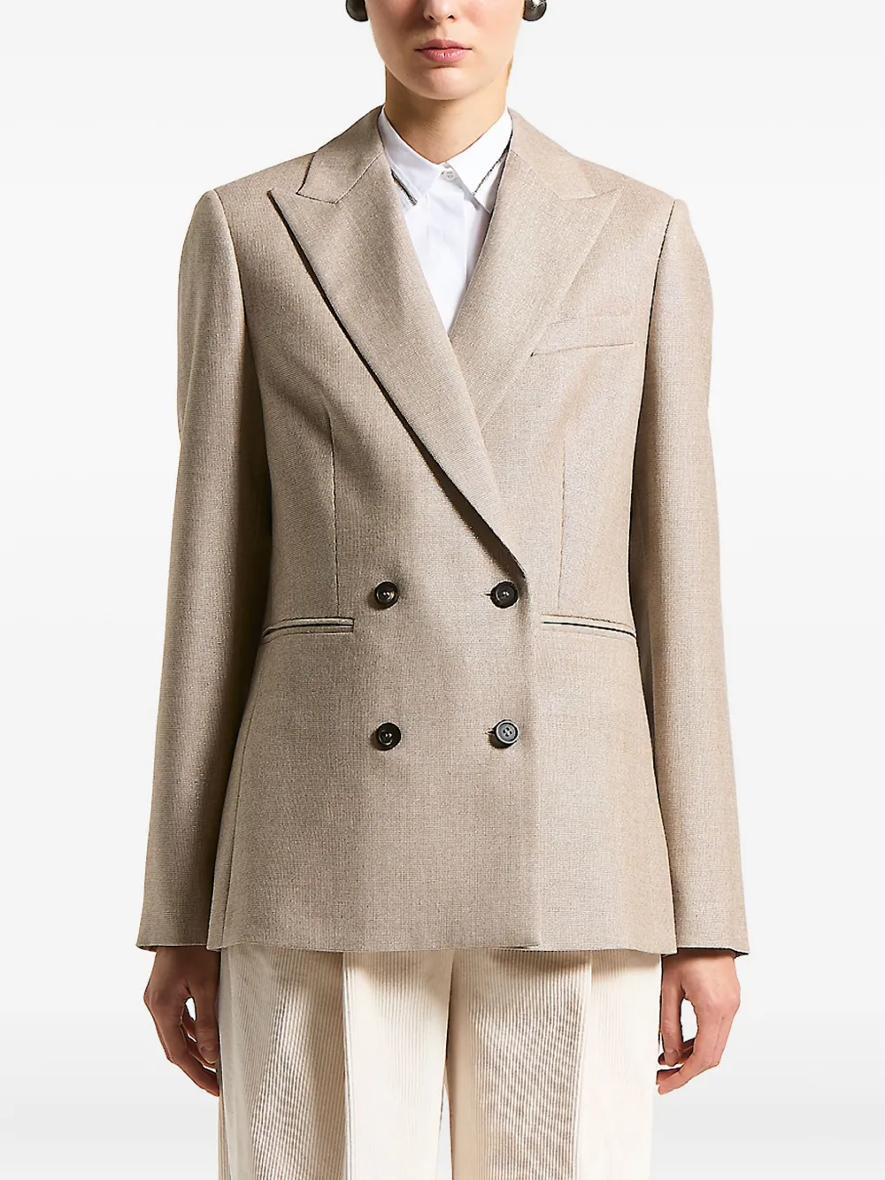 

Двубортный пиджак с узором «гусиная лапка» Peserico, нейтральный