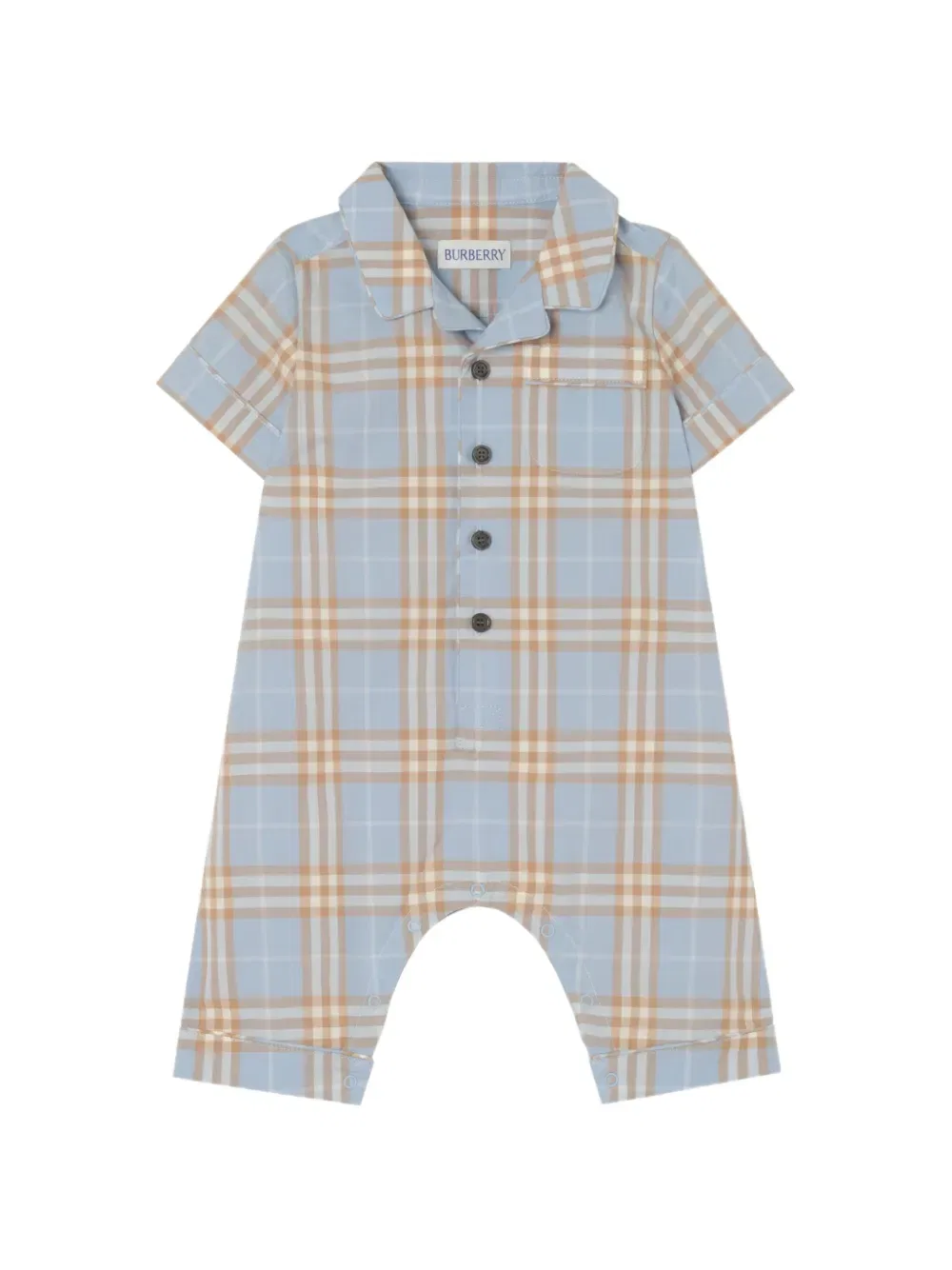 Хлопковый комбинезон в клетку Burberry Kids, синий