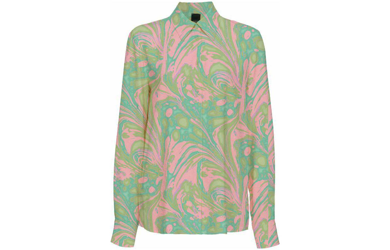 

Рубашка с классическим воротником и абстрактным принтом PINKO, зеленый