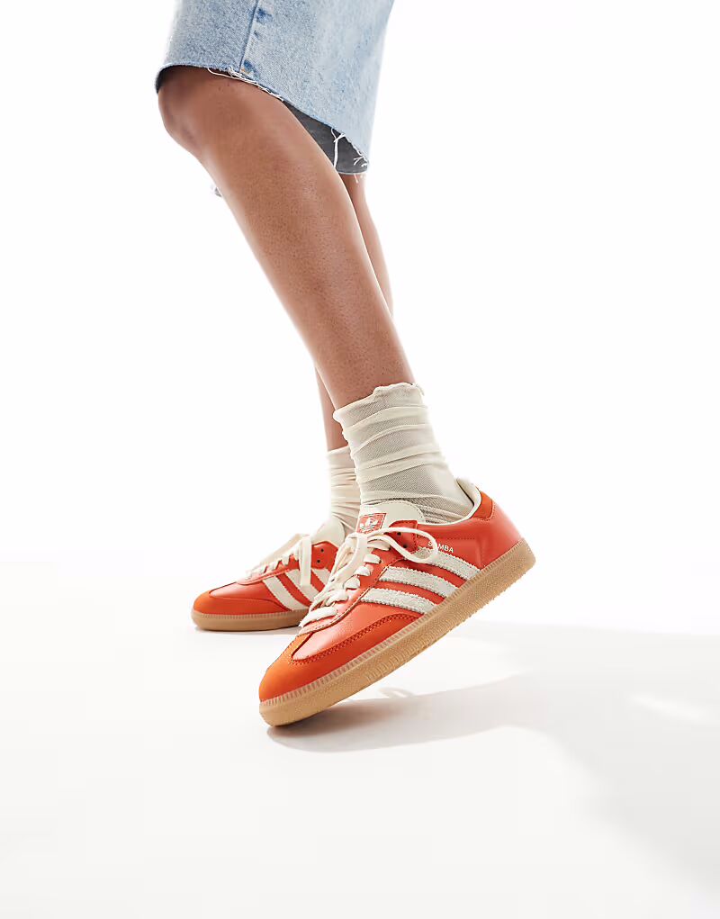Кроссовки Adidas Originals Samba OG оранжевого и белого цвета