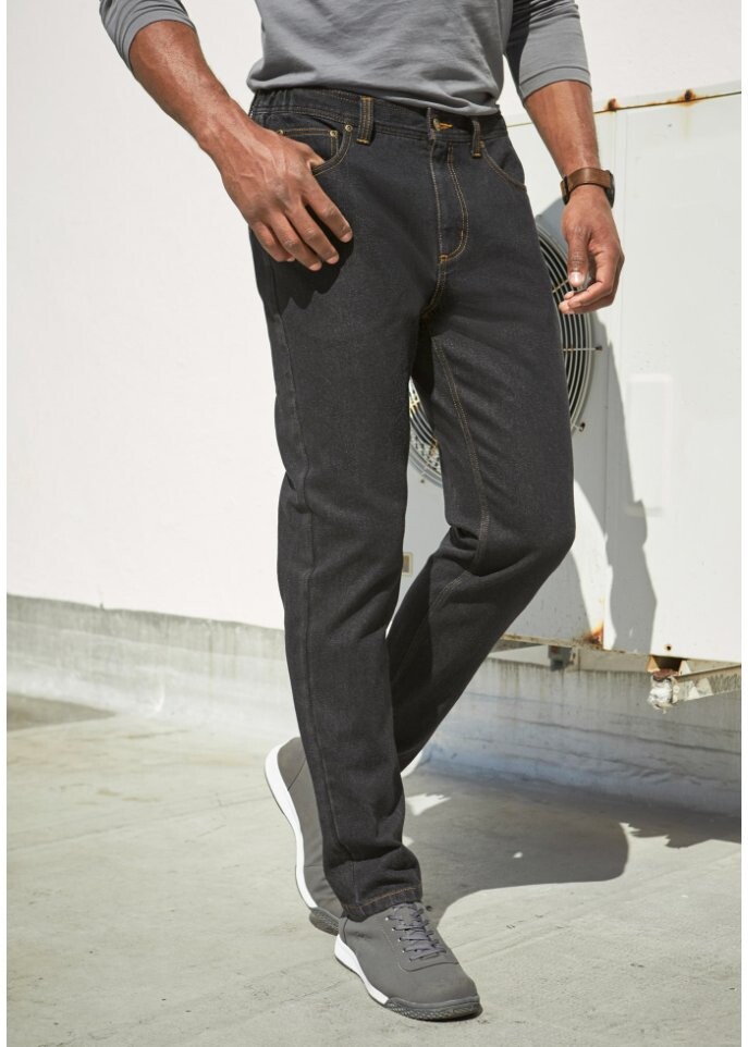 Джинсы классического кроя с прямым эластичным поясом сбоку John Baner Jeanswear, черный — фото 2